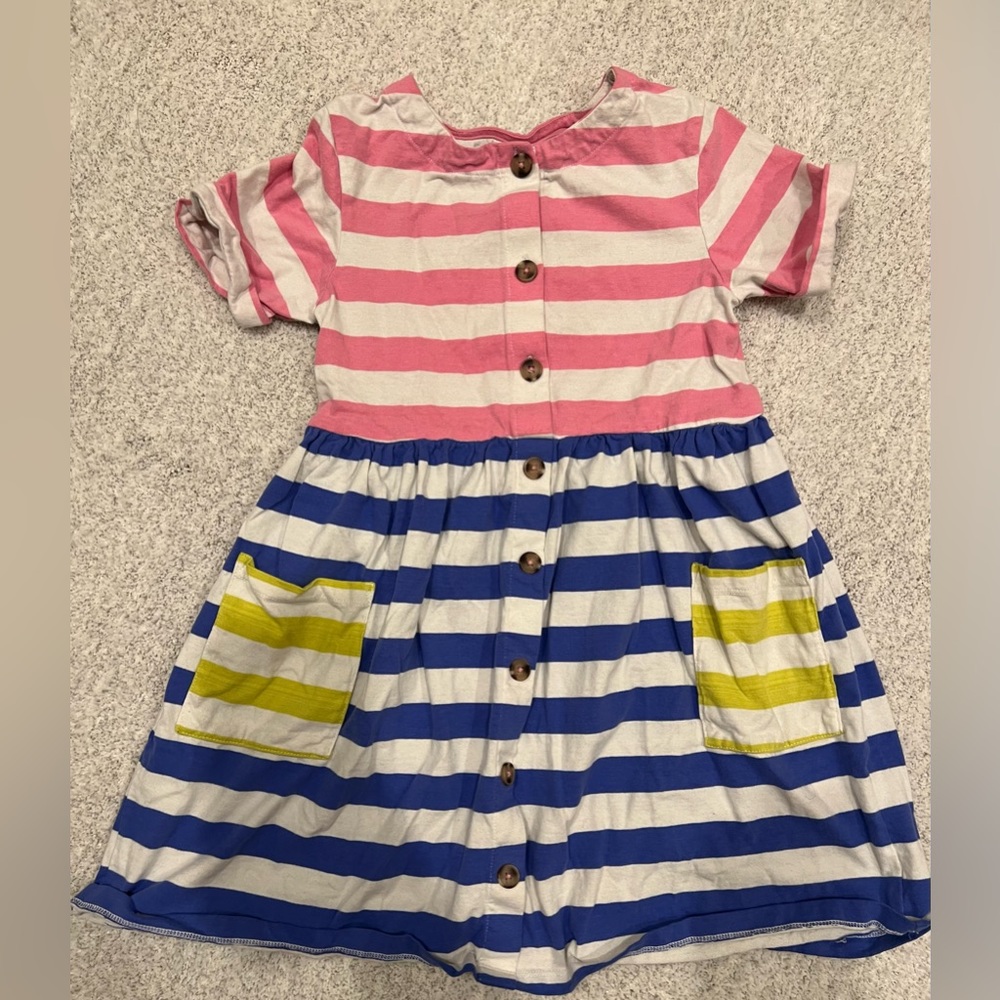 Mini Boden stripe fit flare dress 6